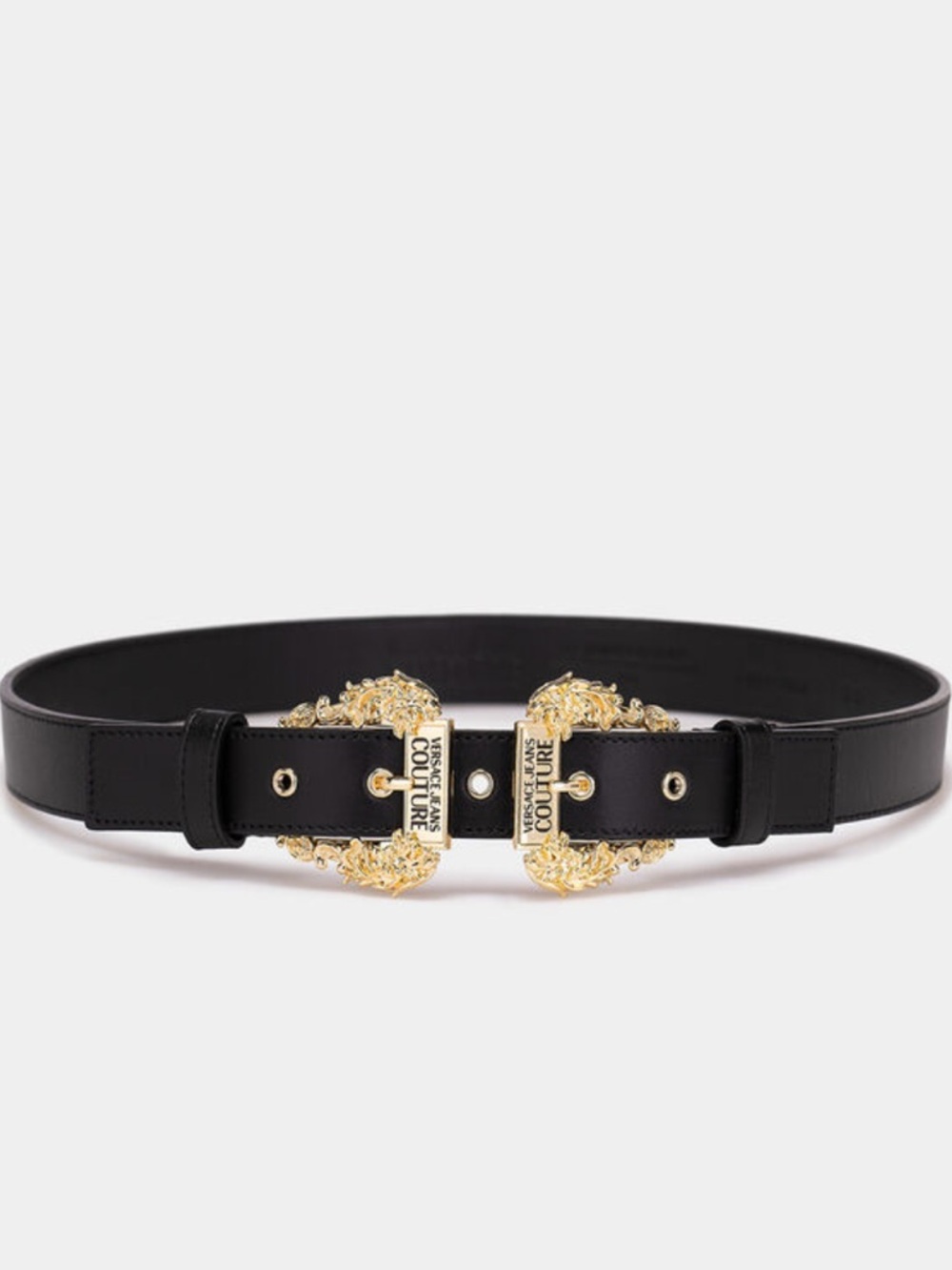 ✨Versace Jeans Collection Black Leather Belt with Gold Buckle Women’s size 85.✨ - Picture 4 of 8